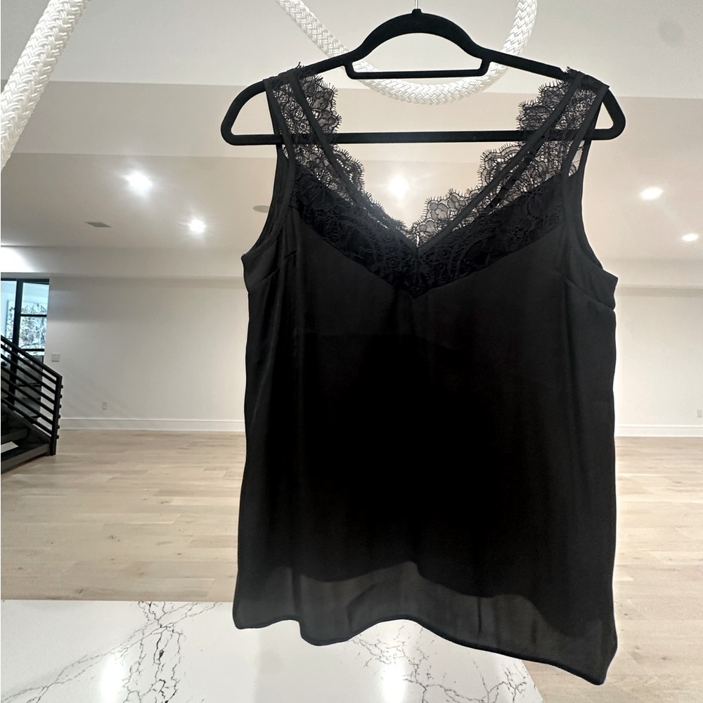 Black Lace Trim Cami Top